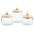 Mackenzie-Childs Rosy Check, glass and pink and white checked large kitchen canister