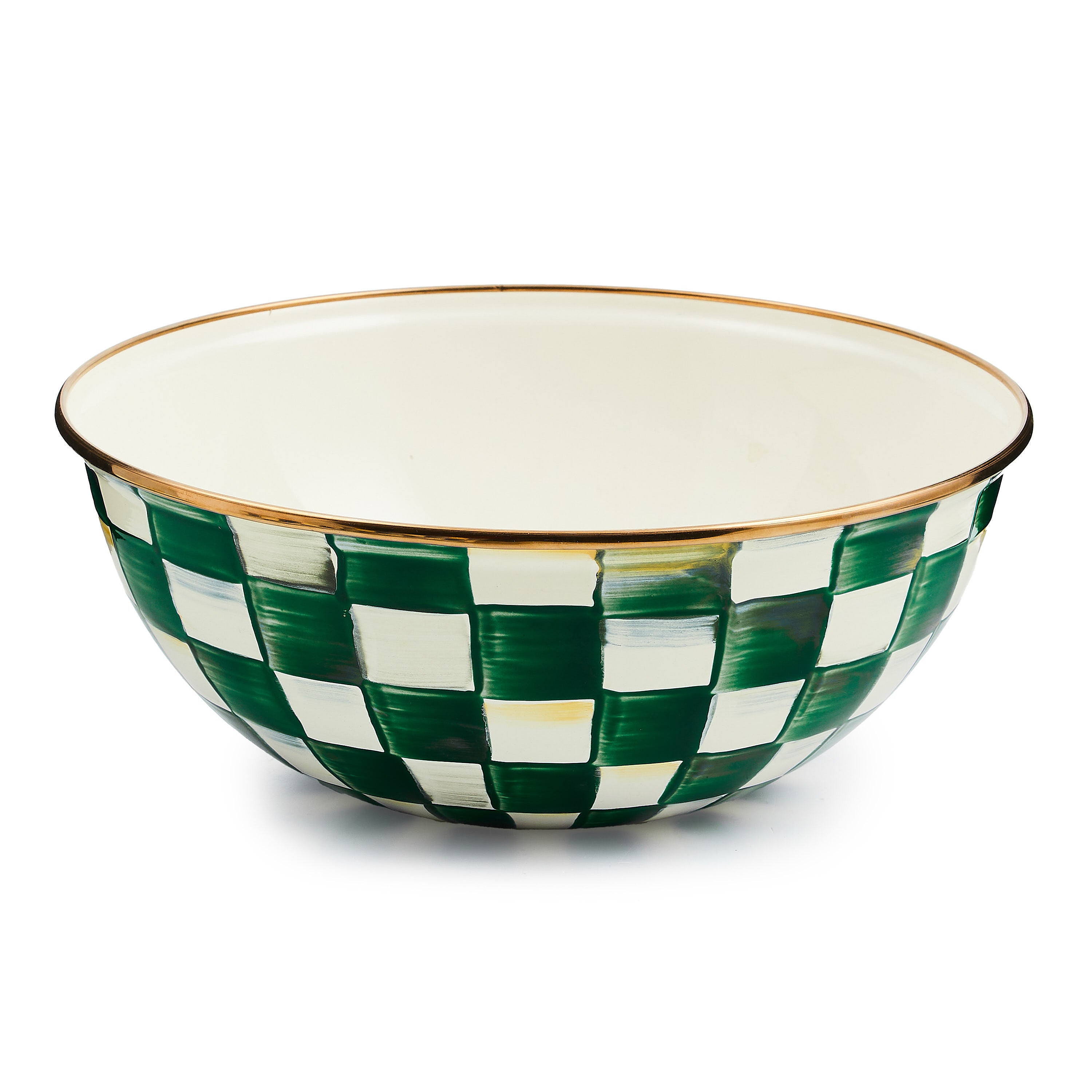 Mackenzie-Childs Emerald Check, Green and white checked medium everyday bowl