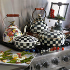 Mackenzie-Childs Courtly Check, Black and White Checked Enamel Spoon Rest