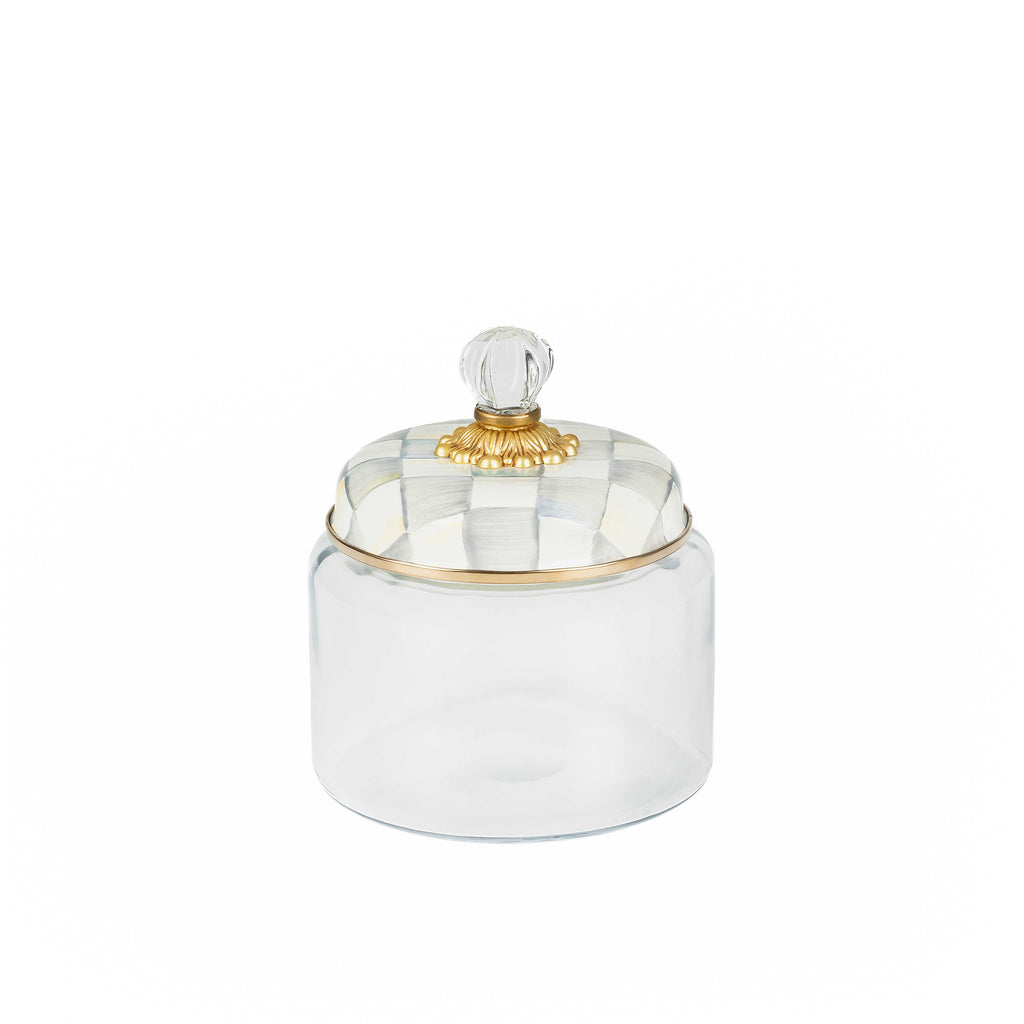 Mackenzie-Childs Sterling Check, Grey and White Checked Kitchen Canister - Small