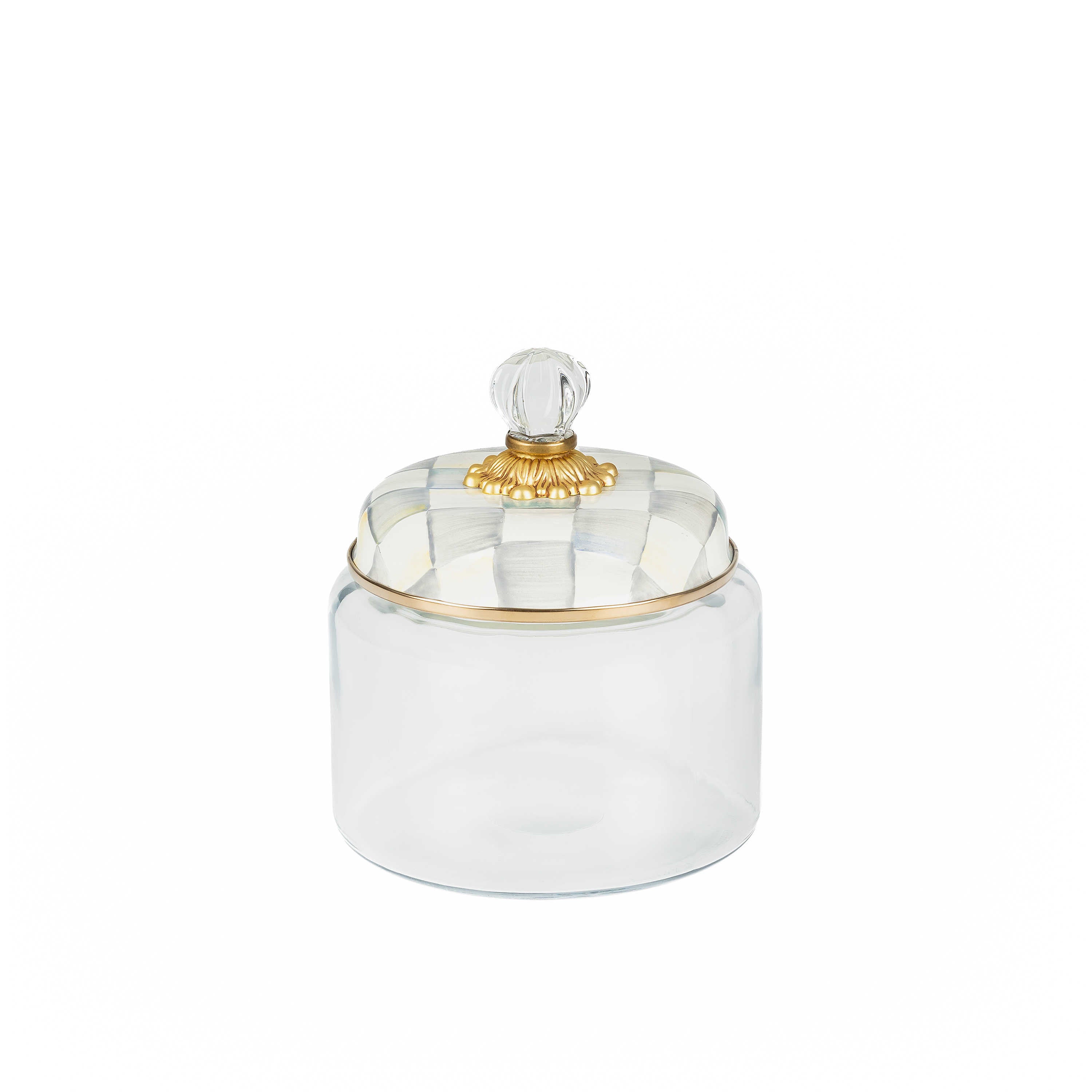 Mackenzie-Childs Sterling Check, Grey and White Checked Kitchen Canister - Small