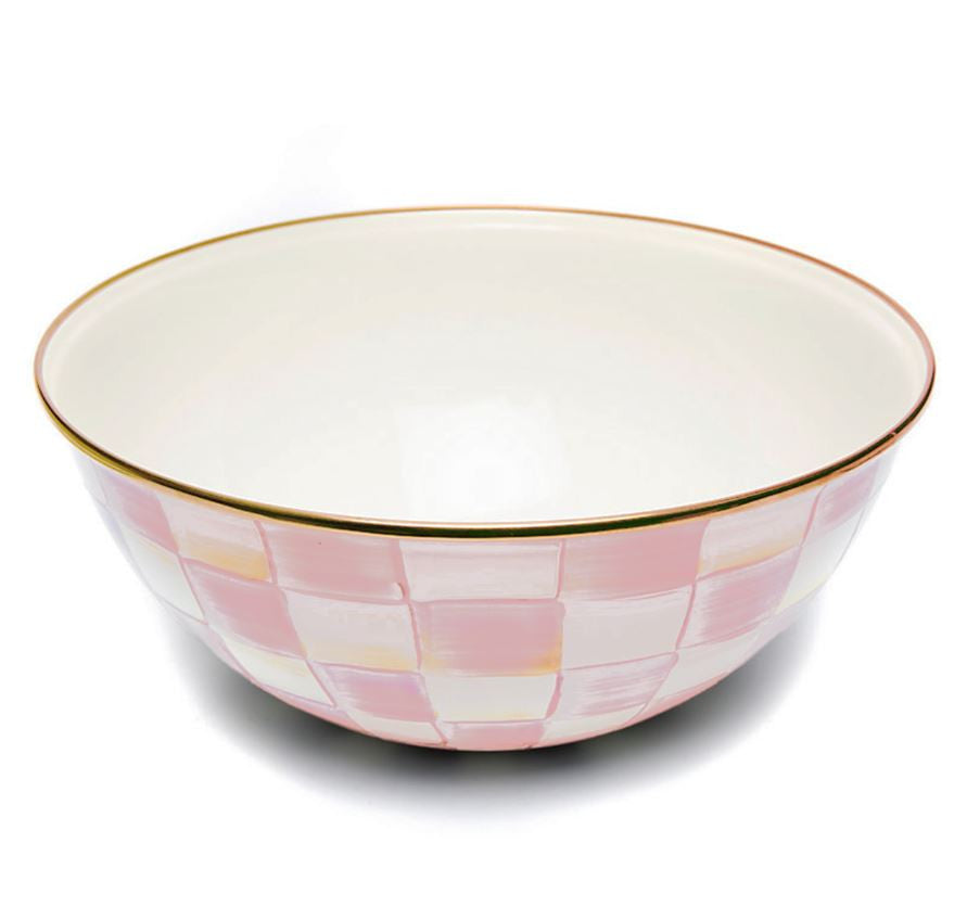 Mackenzie-Childs Rosy Check, pink and white checked large everyday bowl