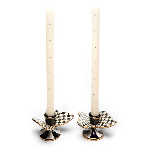 MacKenzie-Childs Courtly Check Butterfly Candle Holders - Set of 2