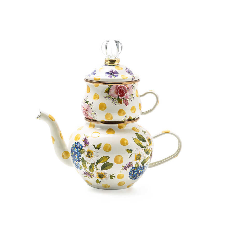 MacKenzie-Childs Wildflowers Enamel High Tea - Yellow