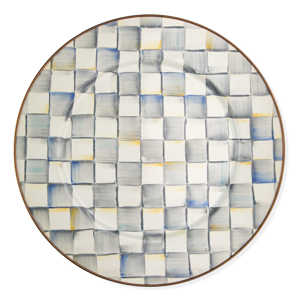 Mackenzie-Childs Sterling Check, Grey and White Checked Enamel Serving Platter