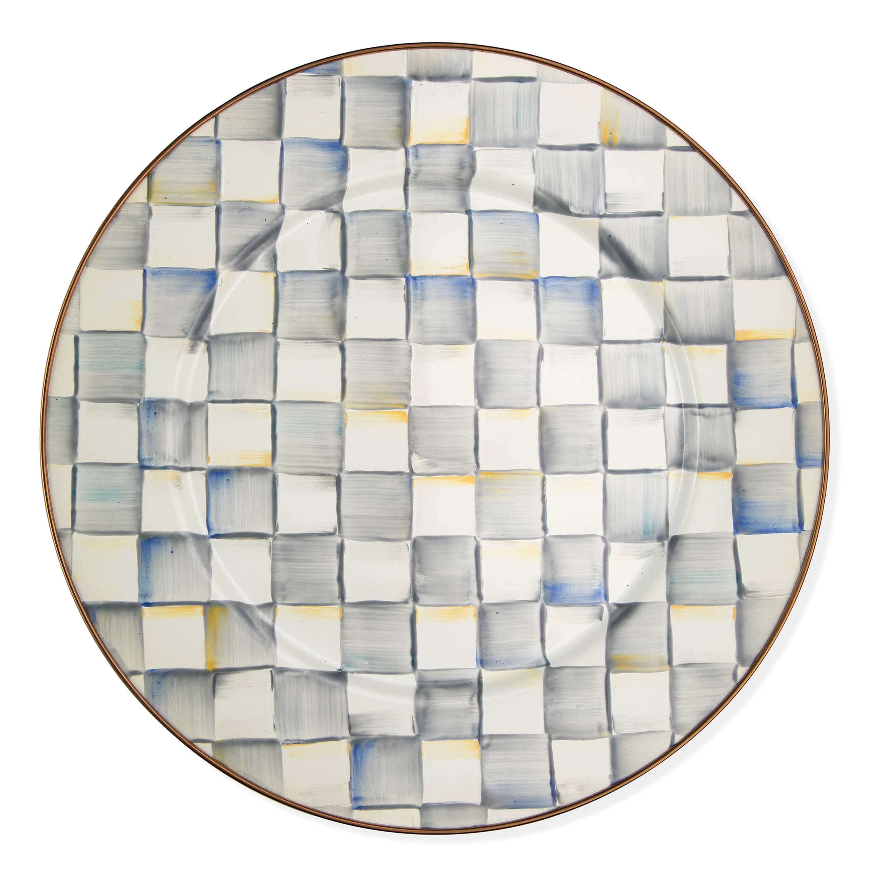 Mackenzie-Childs Sterling Check, Grey and White Checked Enamel Serving Platter