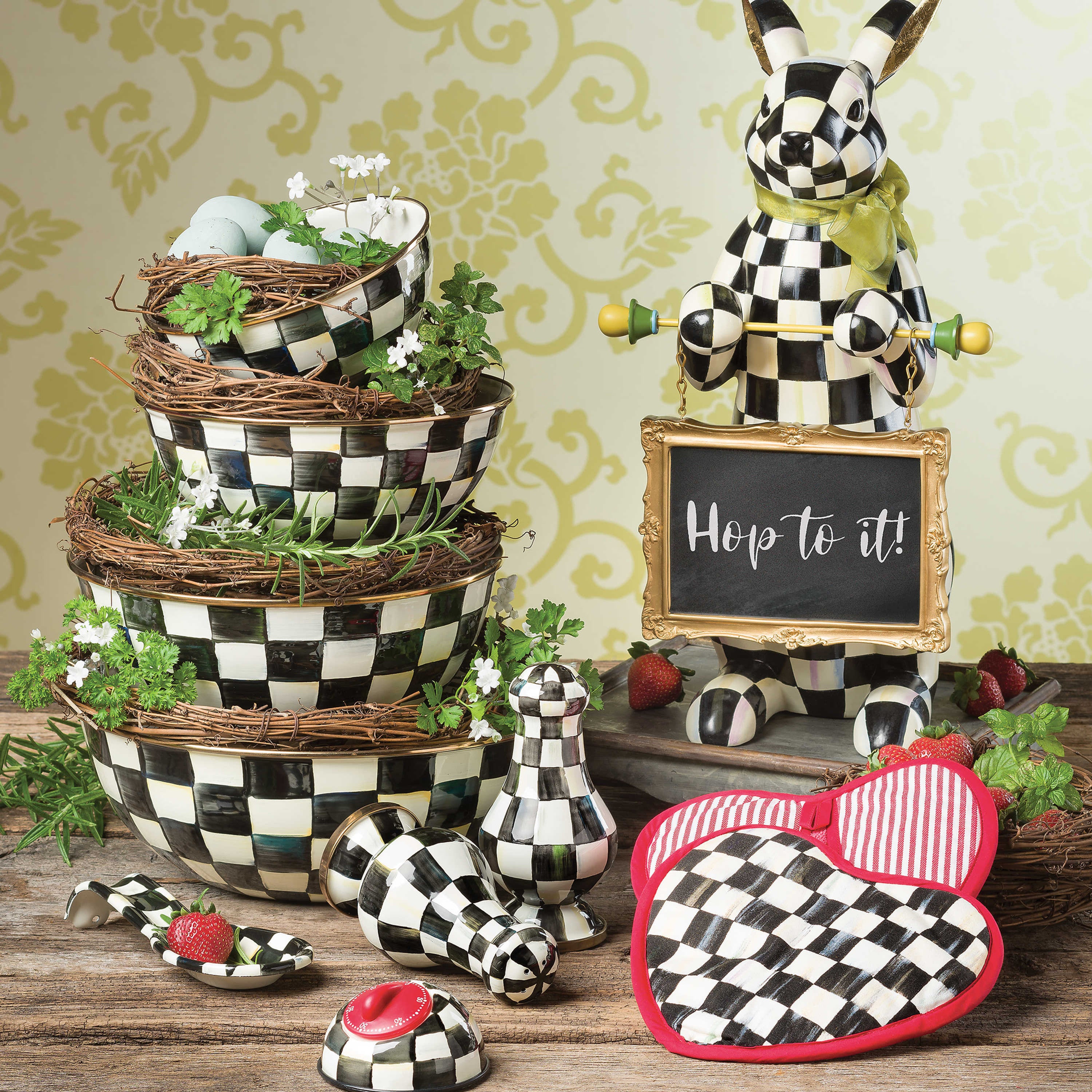 MacKenzie-Childs Courtly Check Menu Rabbit