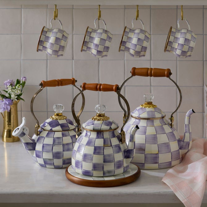 Violet Check 2 Quart Tea Kettle