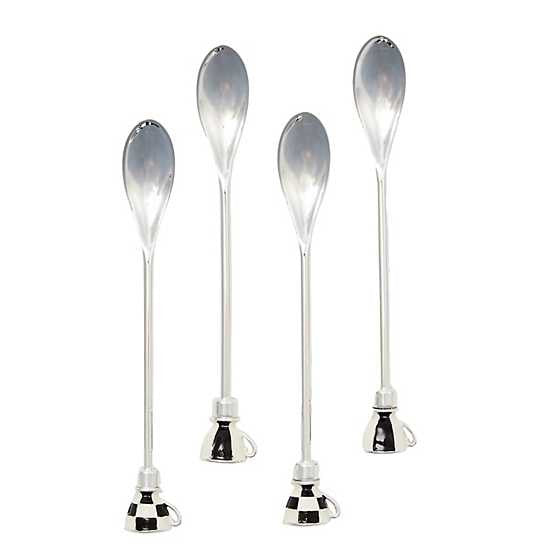 Mackenzie-Childs Courtly Check, Black and White Checked Espresso Spoons (set of 4)
