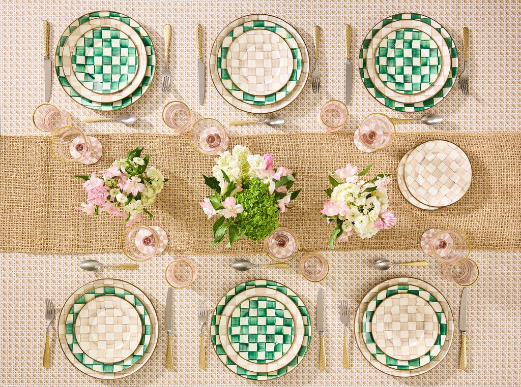 Mackenzie-Childs Emerald Check, Green checked charger plate