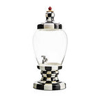 Mackenzie-Childs Courtly Check, Black and White Enamel Checked and Glass Beverage Hostess.