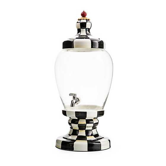 Mackenzie-Childs Courtly Check, Black and White Enamel Checked and Glass Beverage Hostess.