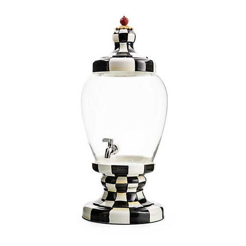 Mackenzie-Childs Courtly Check, Black and White Enamel Checked and Glass Beverage Hostess.