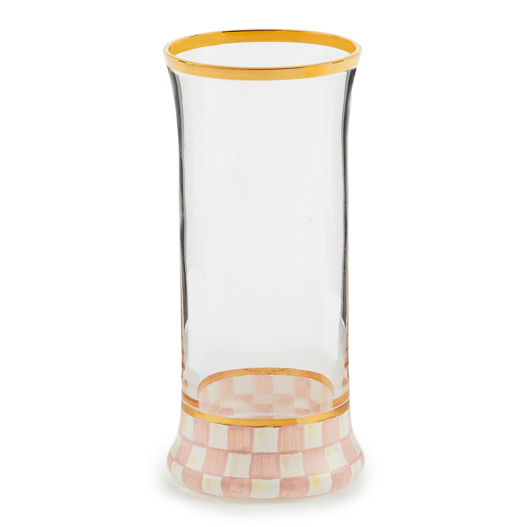 MacKenzie-Childs Rosy Check Highball Glass - Set of 2