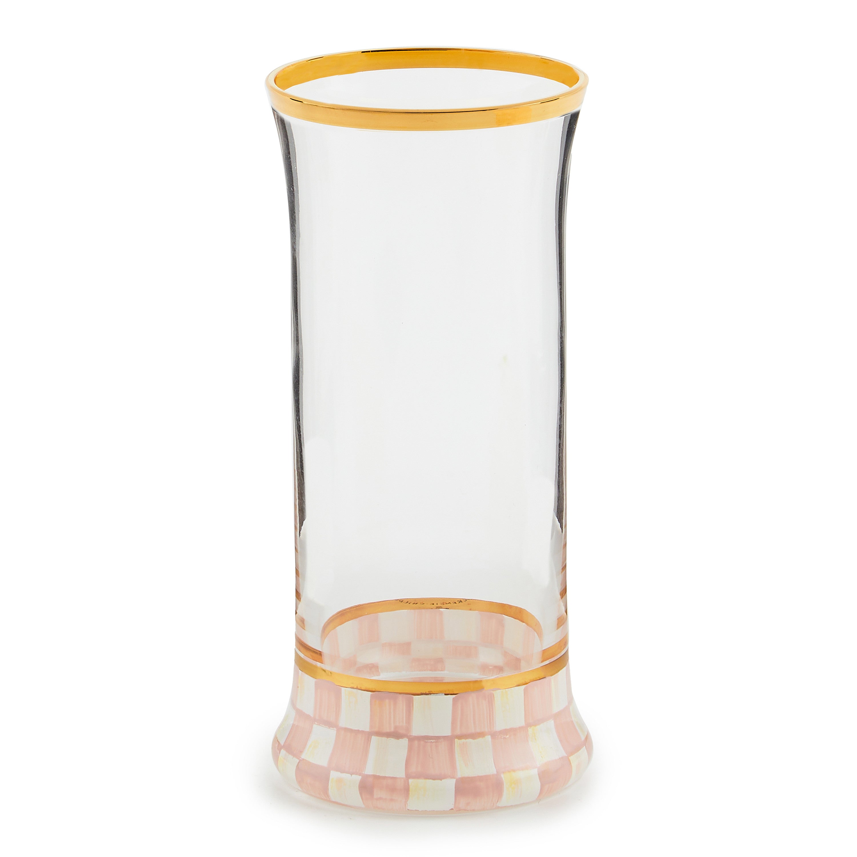 MacKenzie-Childs Rosy Check Highball Glass - Set of 2