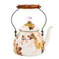 Wild Rose White 2 Quart Tea Kettle