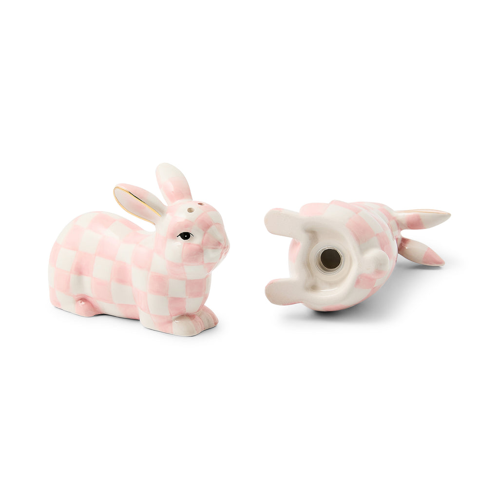 MacKenzie-Childs Rosy Check Bunny Salt and Pepper Set