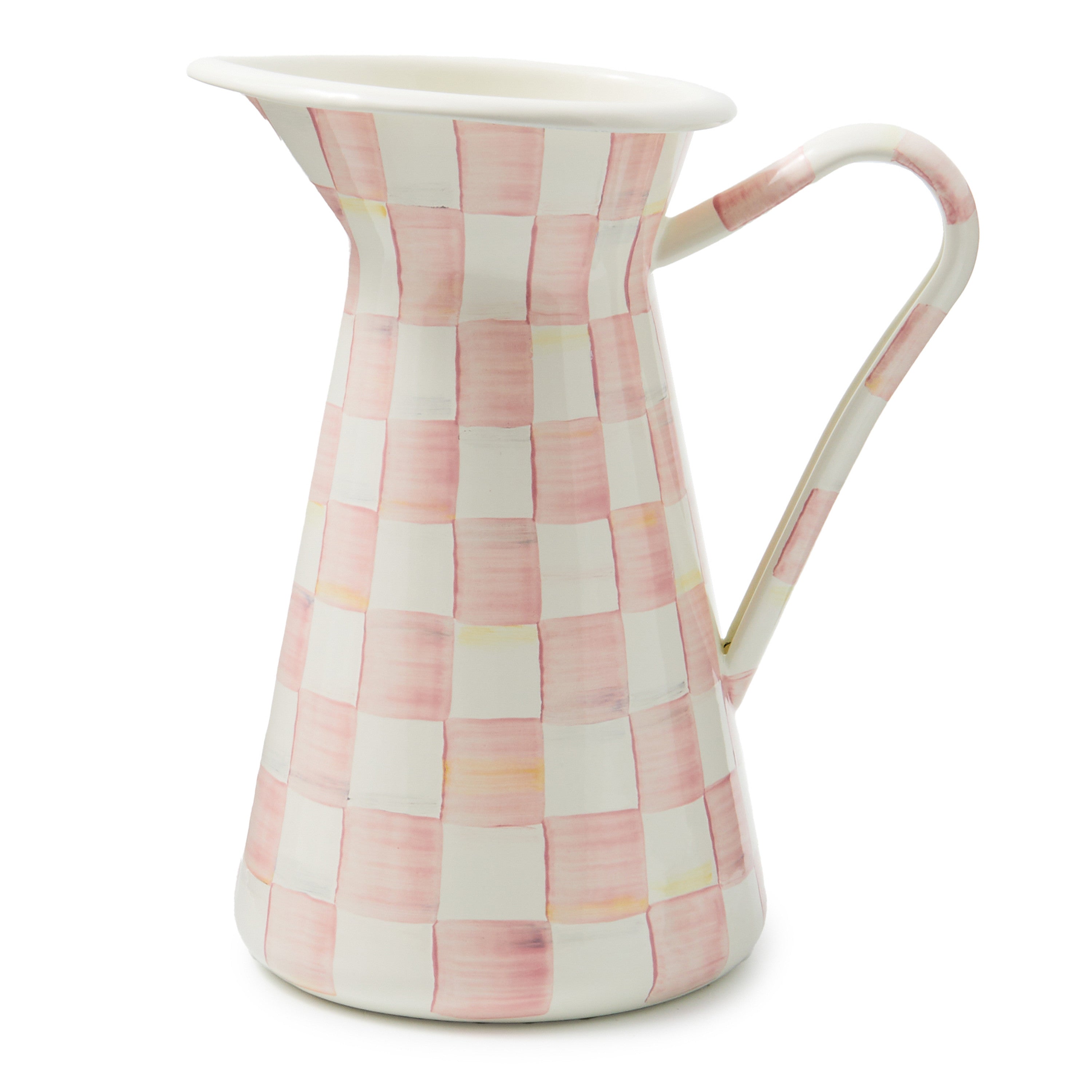 Mackenzie-Childs Rosy Check, pink and white checked large practical pitcher