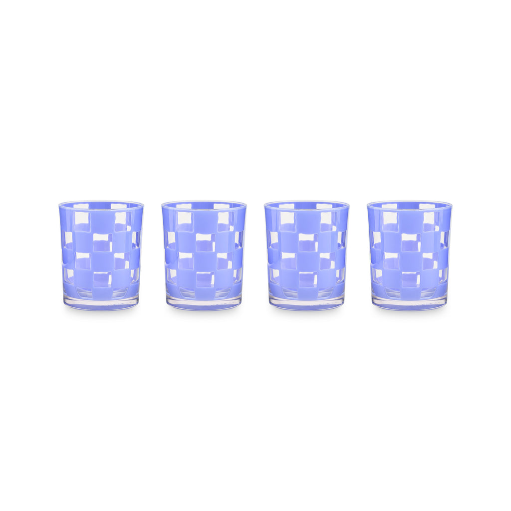 Blue Check Acrylic Tumblers, Set of 4