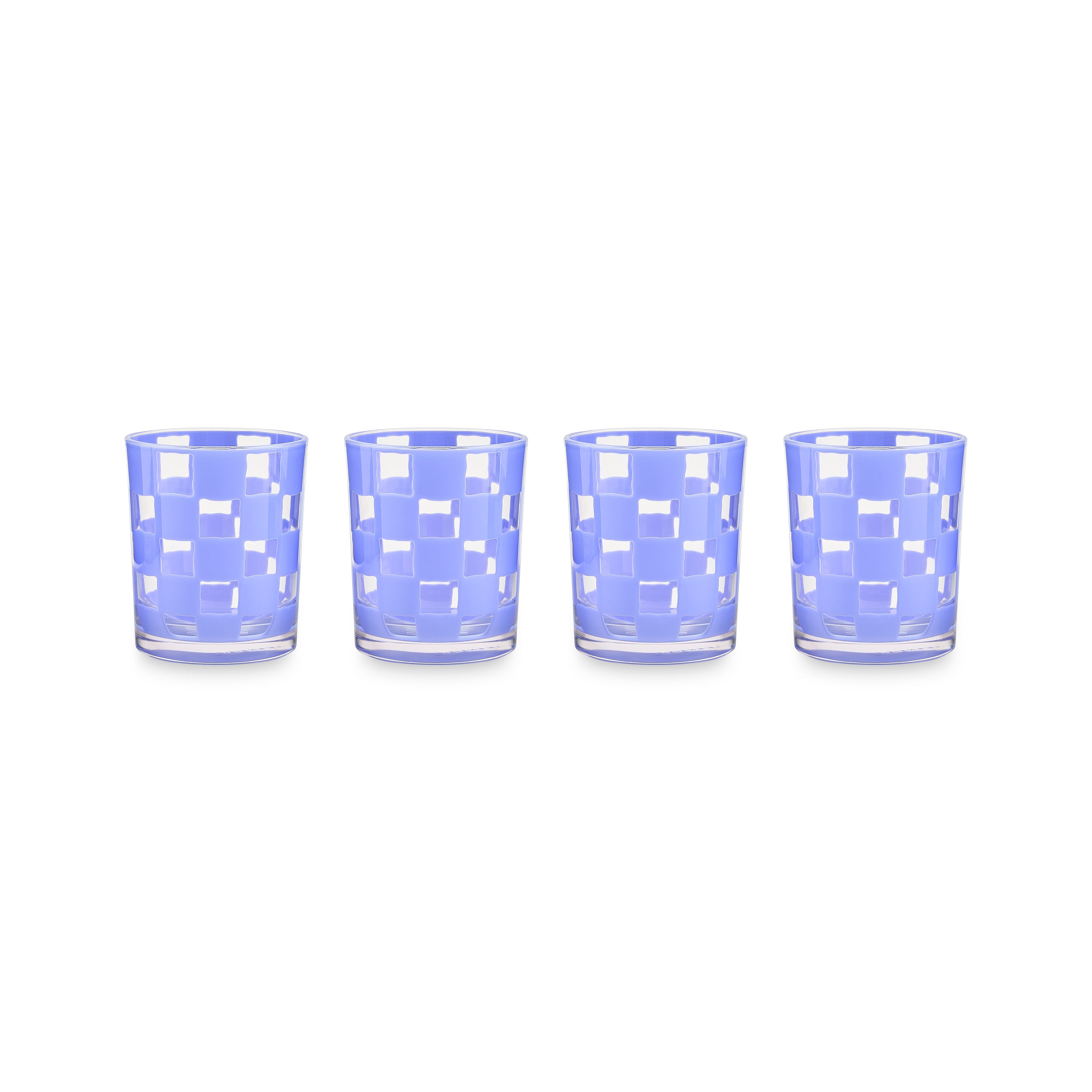 Blue Check Acrylic Tumblers, Set of 4
