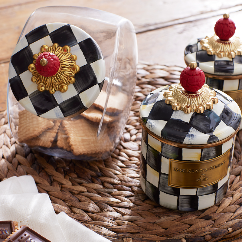 Mackenzie-Childs Courtly Check, Sweetie Jar with Black and White Check Enamel Lid