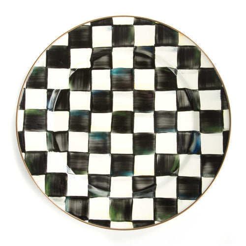 Mackenzie-Childs Courtly Check, Black and White Checked Enamel Charger/Plate