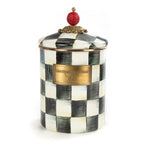 Mackenzie-Childs Courtly Check, Black and White Checked Enamel Canister - Medium