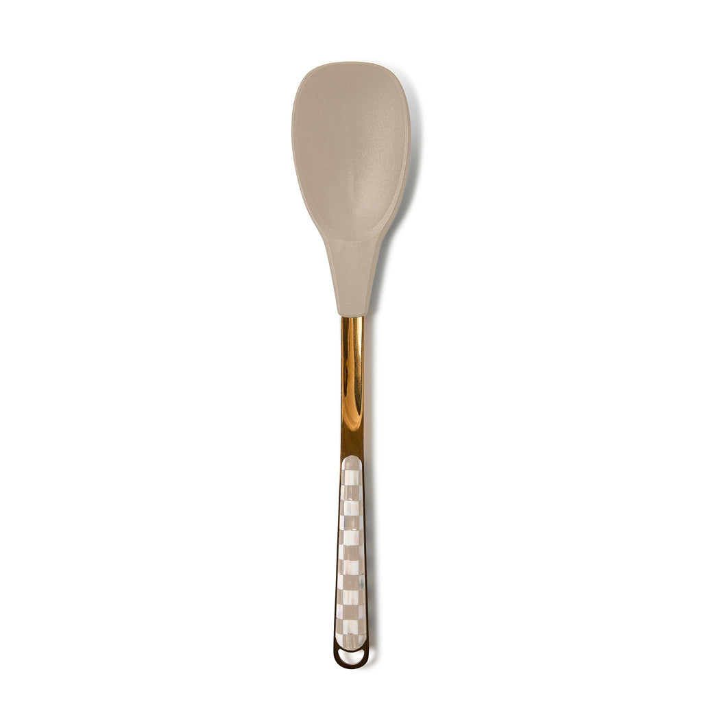 Mackenzie-Childs Mocha Check, brown and white checked spoon