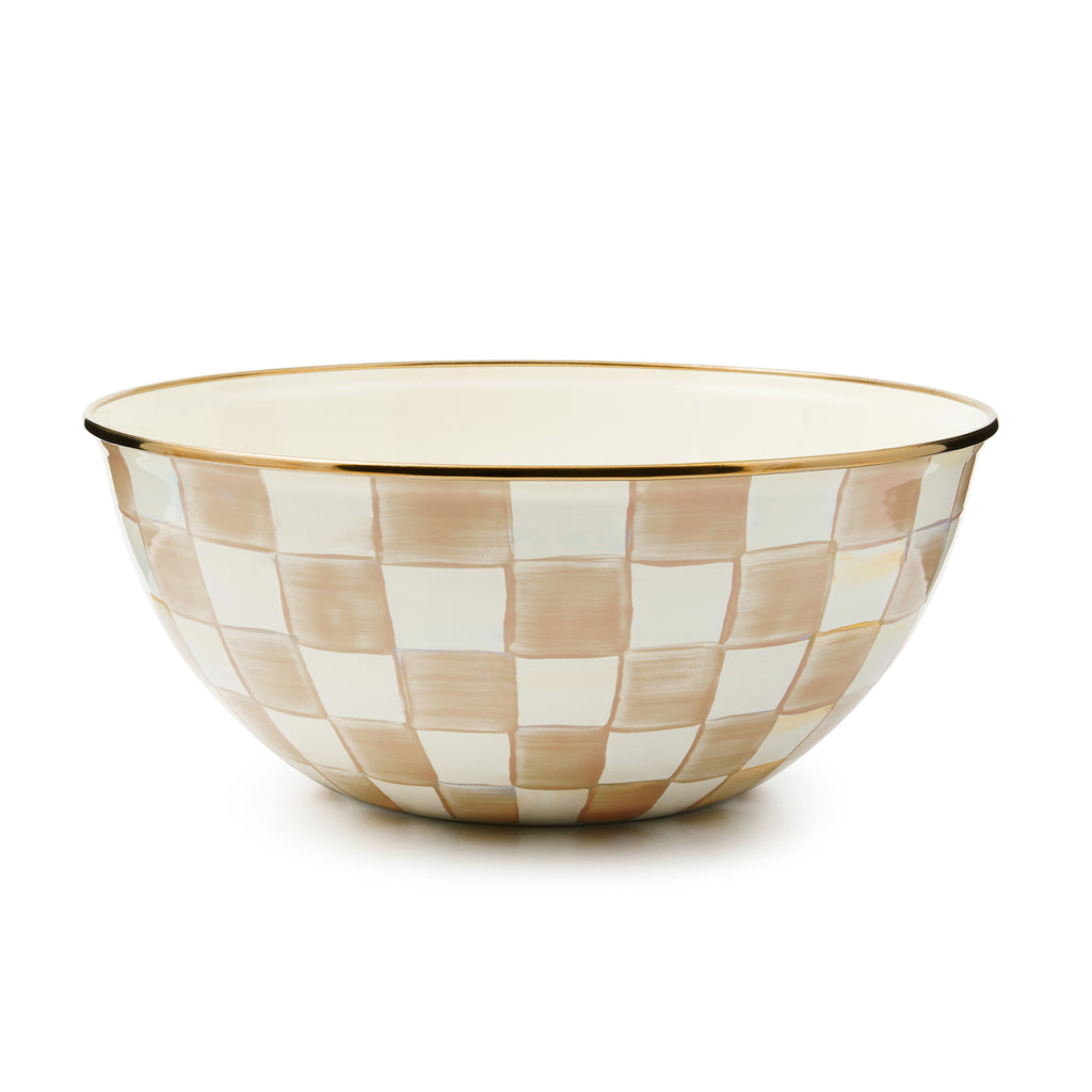 Mackenzie-Childs Mocha Check, brown and white checked large everyday bowl