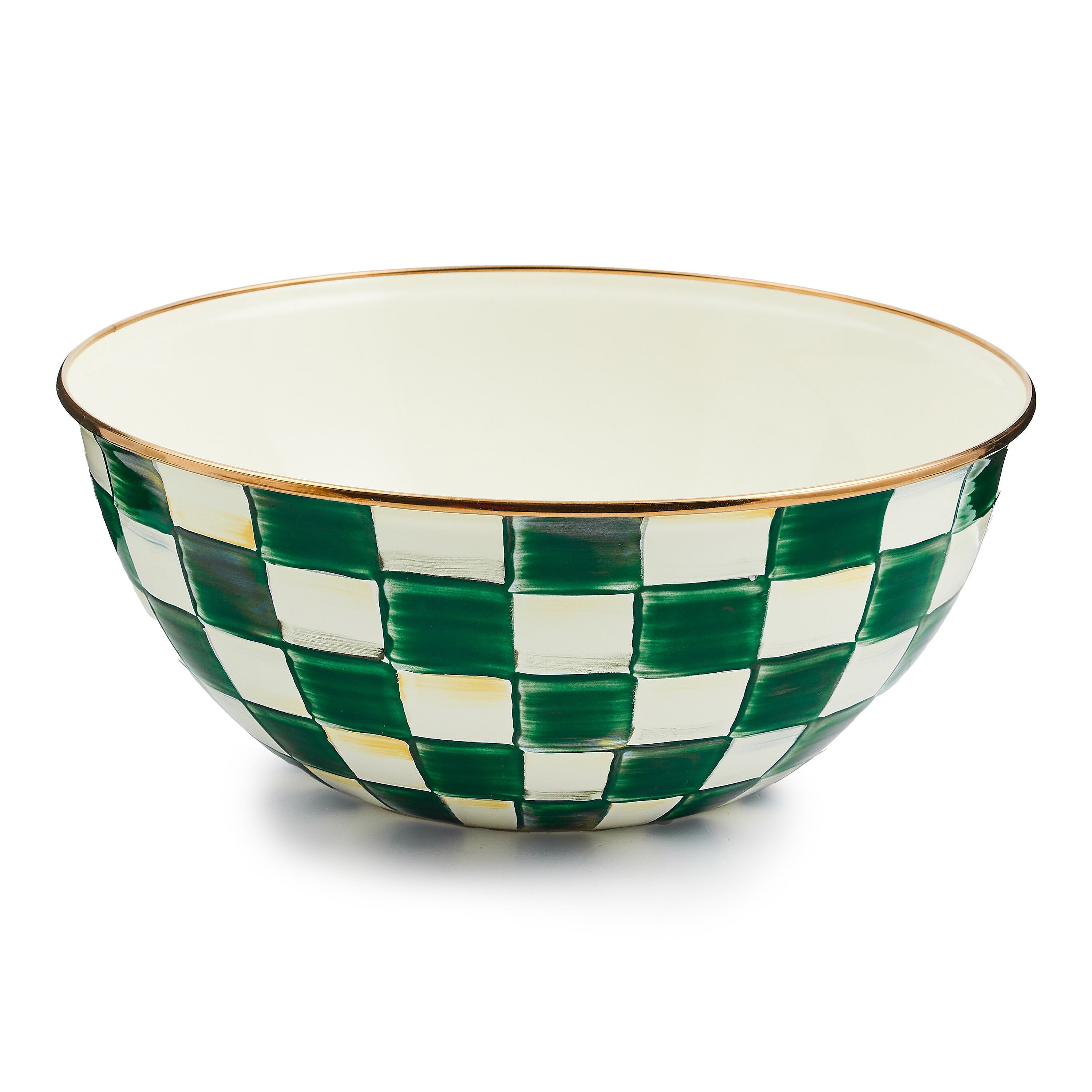 Mackenzie-Childs Emerald Check, green and white checked large everyday bowl