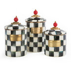 Mackenzie-Childs Courtly Check, Black and White Checked Enamel Canister - Medium